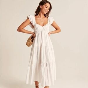 Abercrombie & Fitch White Midi Dress